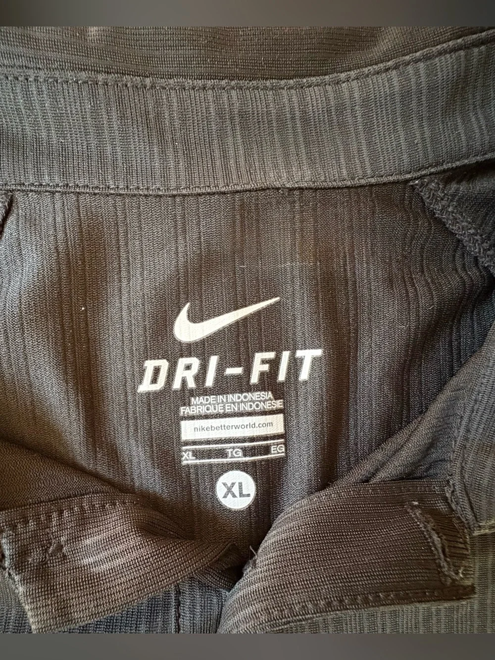Nike Golf Dri-Fit Black Polo Shirt with White Piping - Men's XL